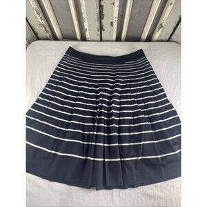Talbots Women's Black White Knee Length Striped Pleated Career Work Skirt 10